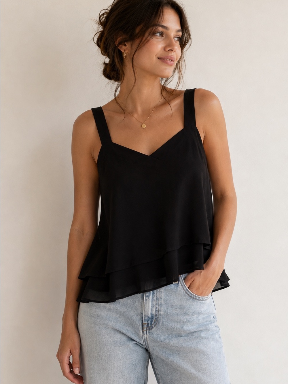 Banana Republic Black Layered V-Neck Camisole